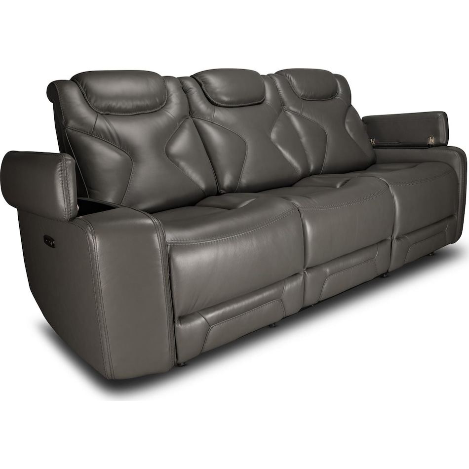 jet set baja grey power leather reclining sofa   