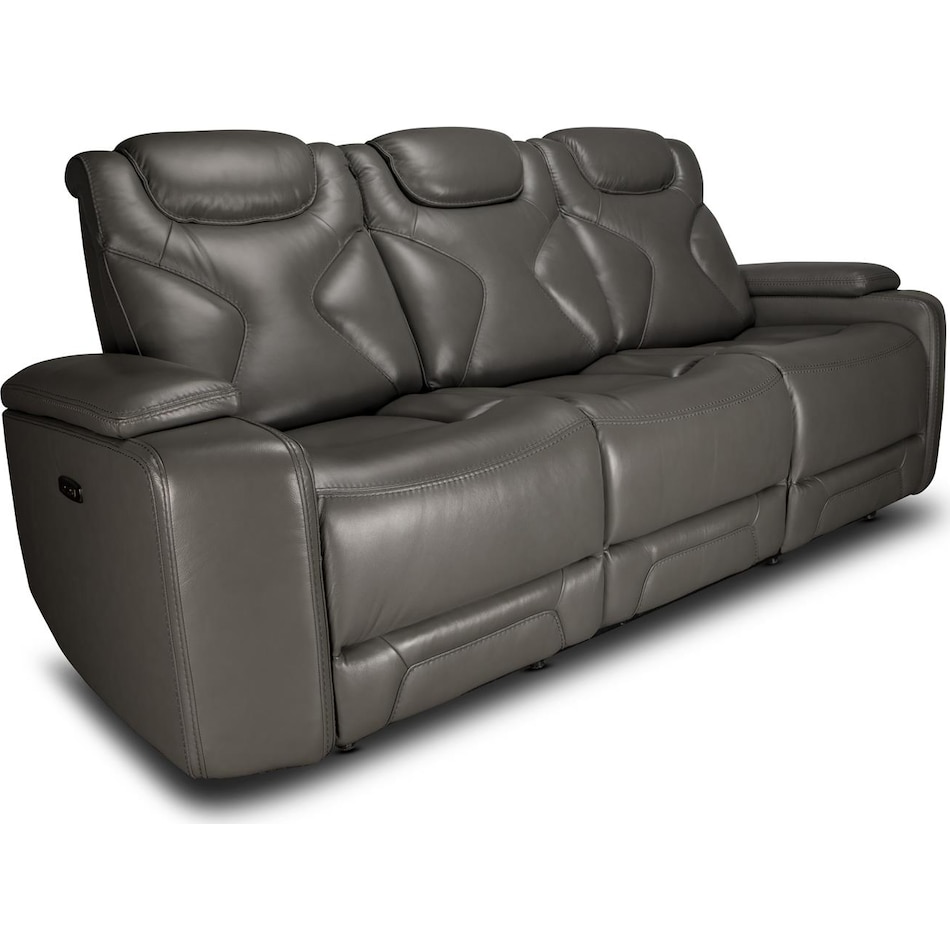 jet set baja grey power leather reclining sofa   