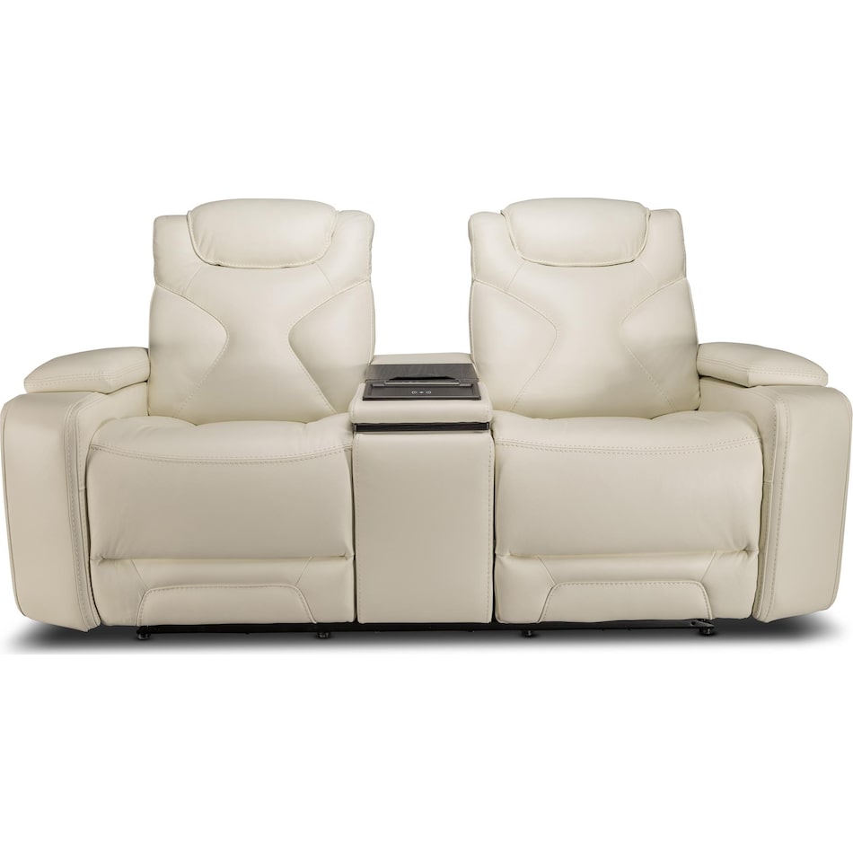 jet set baja white power leather reclining console loveseat   