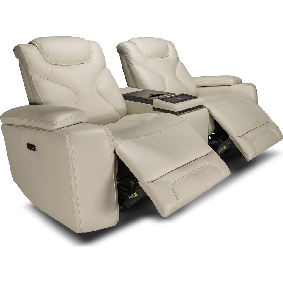 jet set baja white power leather reclining console loveseat   