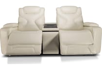 jet set baja white power leather reclining console loveseat   