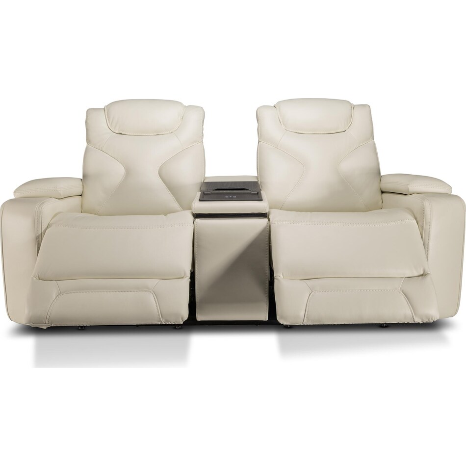 jet set baja white power leather reclining console loveseat   