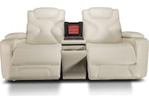 jet set baja white power leather reclining console loveseat   