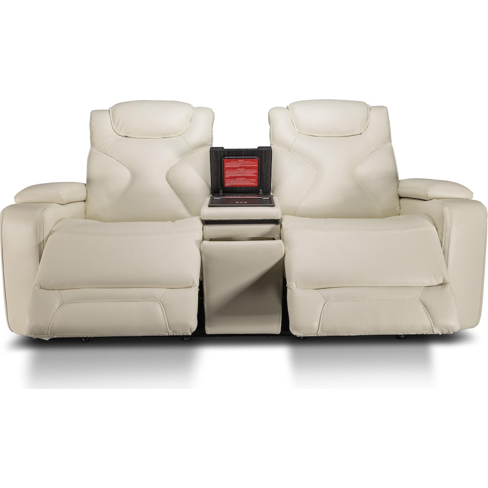 jet set baja white power leather reclining console loveseat   