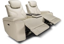 jet set baja white power leather reclining console loveseat   