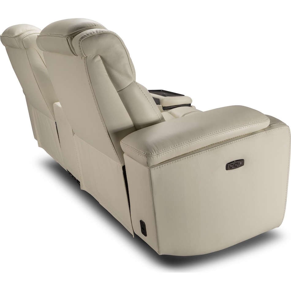 jet set baja white power leather reclining console loveseat   