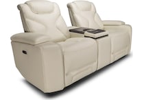 jet set baja white power leather reclining console loveseat   