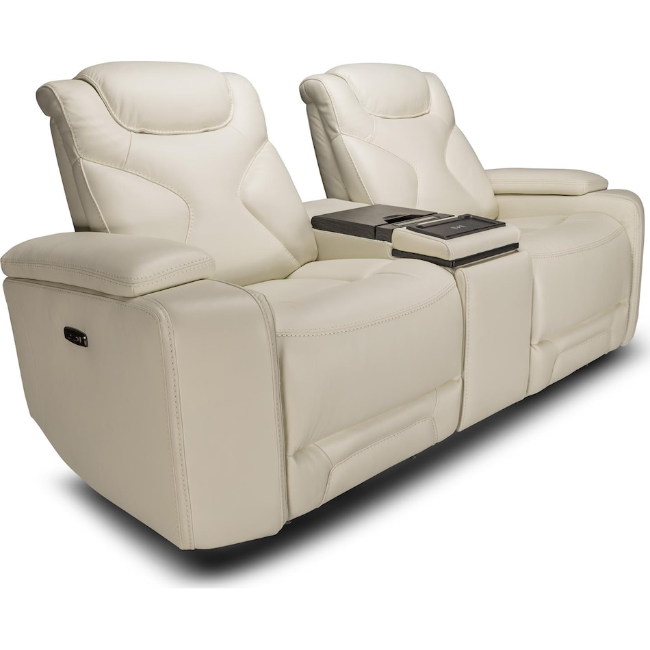 jet set baja white power leather reclining console loveseat   