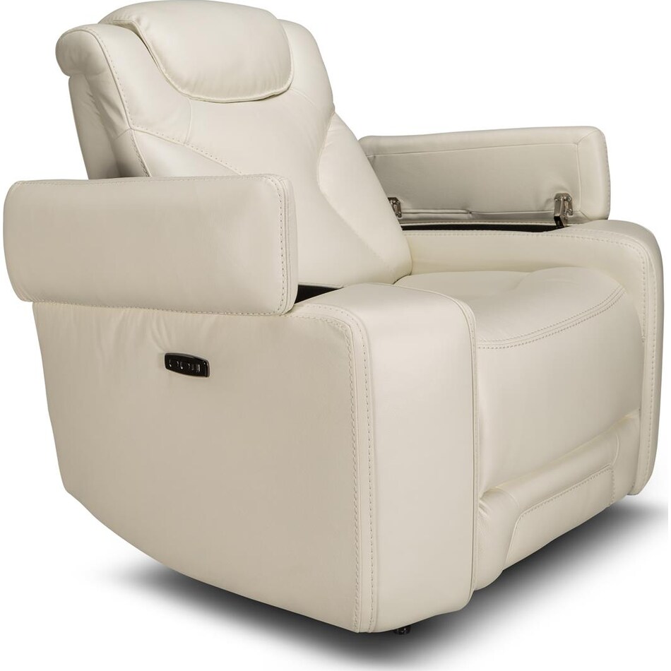 jet set baja white power leather reclining console loveseat   