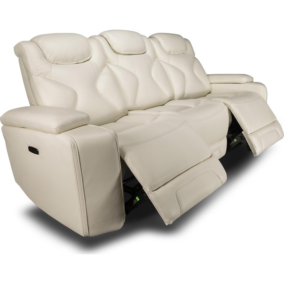 jet set baja white power leather reclining sofa   