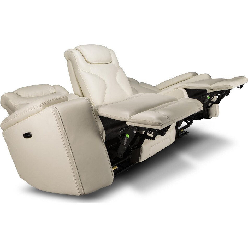 jet set baja white power leather reclining sofa   