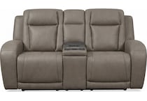 jetset ii sable power leather reclining console loveseat   
