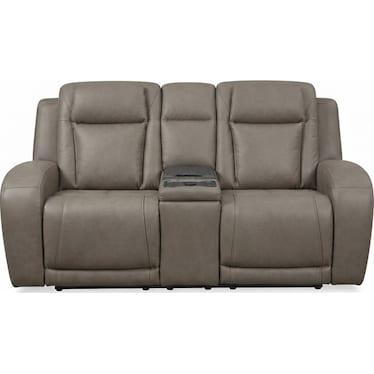 JETSET II DUAL POWER LEATHER CONSOLE LOVESEAT