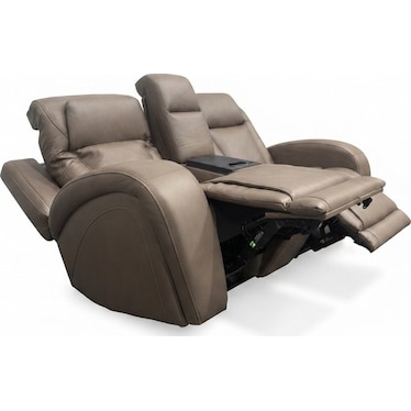 JETSET II DUAL POWER LEATHER CONSOLE LOVESEAT