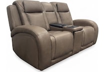 jetset ii sable power leather reclining console loveseat   