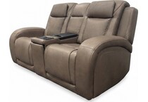 jetset ii sable power leather reclining console loveseat   