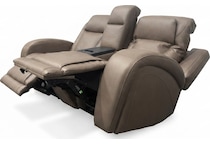 jetset ii sable power leather reclining console loveseat   
