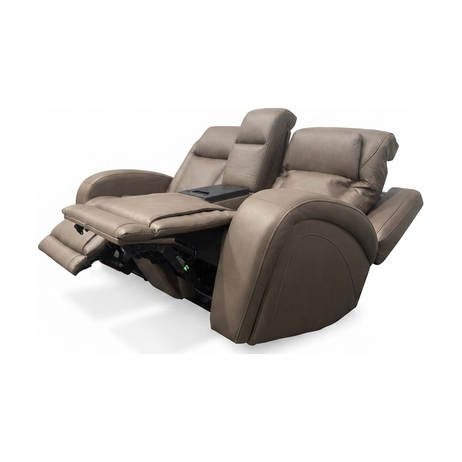 jetset ii sable power leather reclining console loveseat   