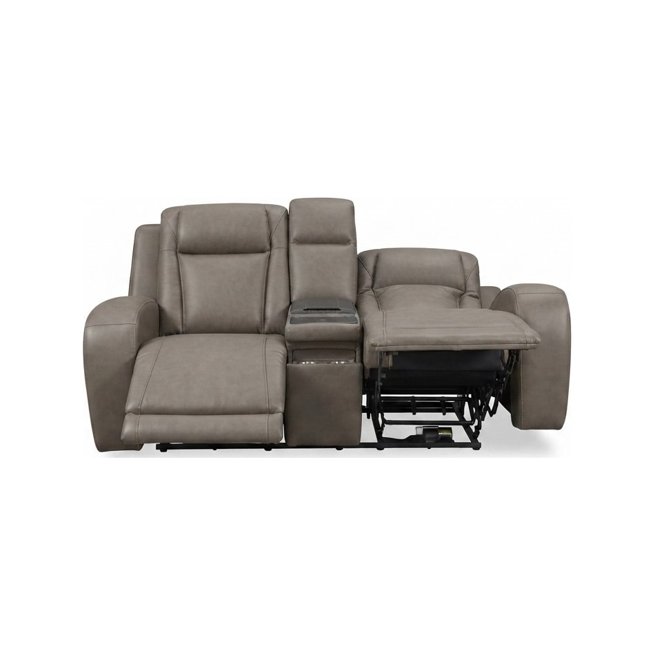 jetset ii sable power leather reclining console loveseat   