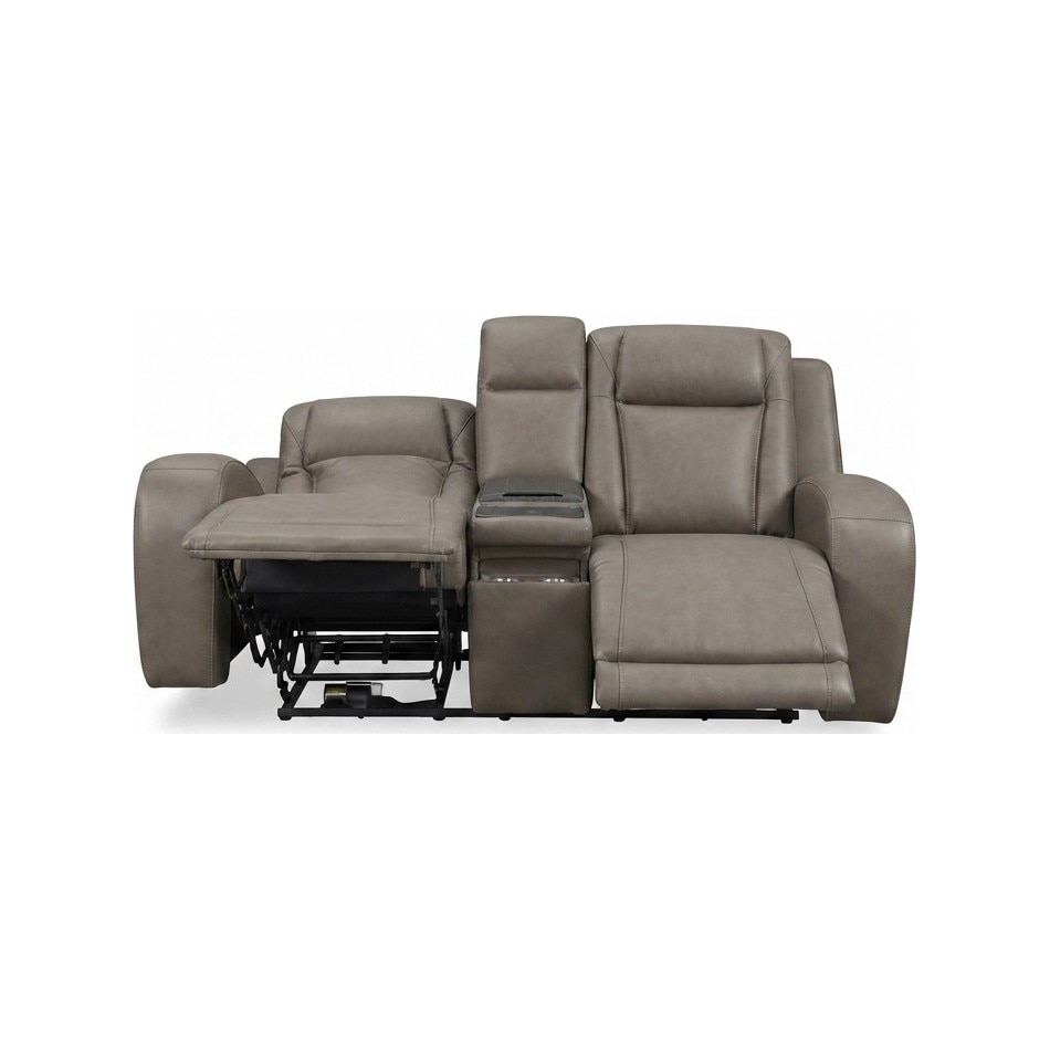 jetset ii sable power leather reclining console loveseat   