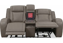 jetset ii sable power leather reclining console loveseat   