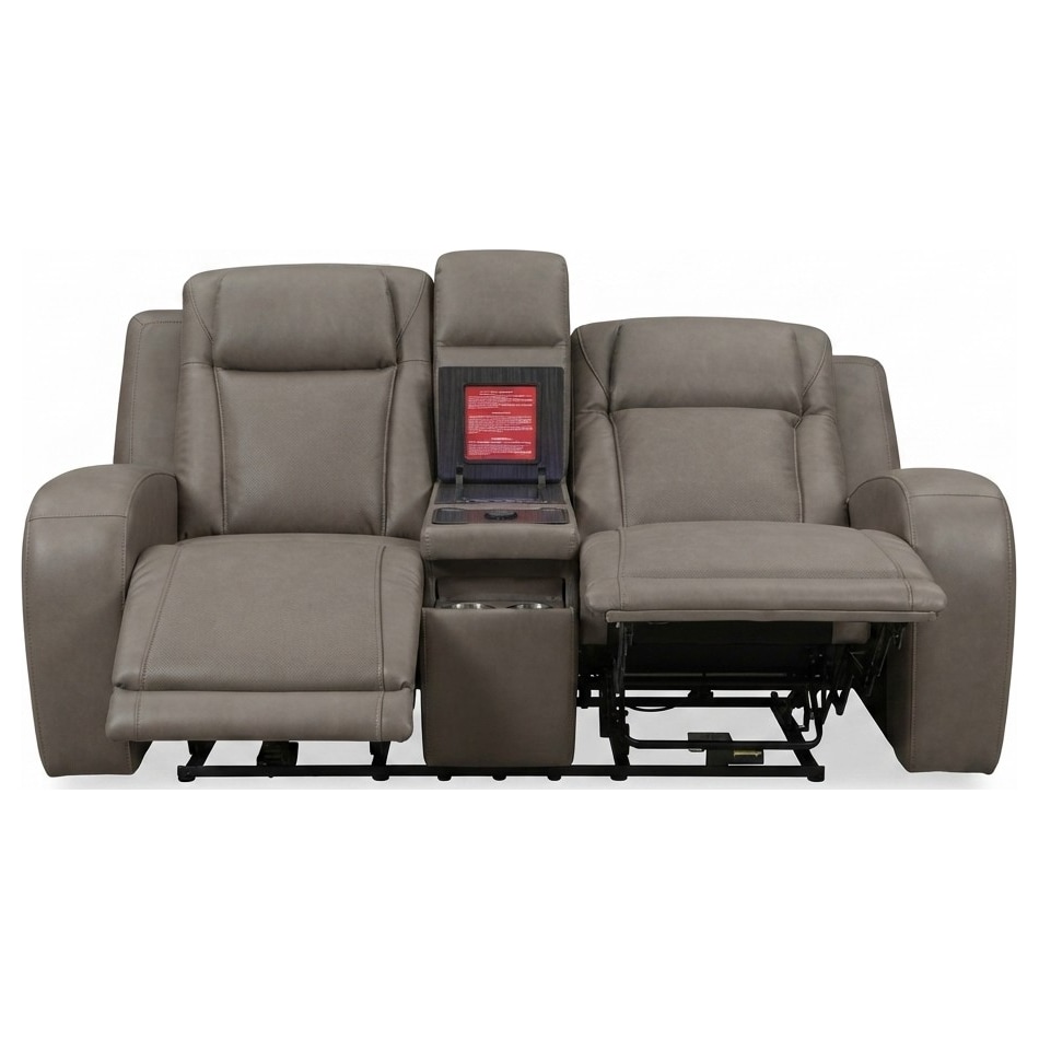 jetset ii sable power leather reclining console loveseat   