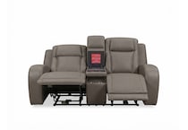 jetset ii sable power leather reclining console loveseat   