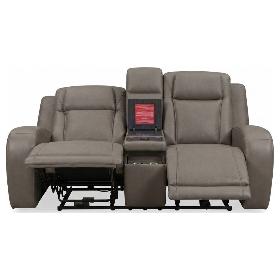 jetset ii sable power leather reclining console loveseat   