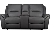 joanne grey power leather reclining console loveseat   