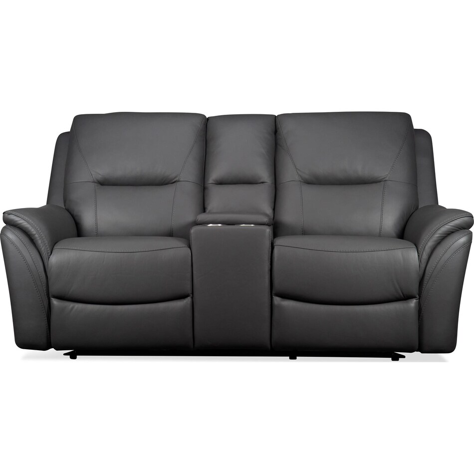 joanne grey power leather reclining console loveseat   