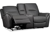 joanne grey power leather reclining console loveseat   