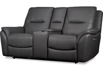 joanne grey power leather reclining console loveseat   