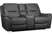 joanne grey power leather reclining console loveseat   