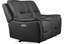 joanne grey power leather reclining console loveseat   