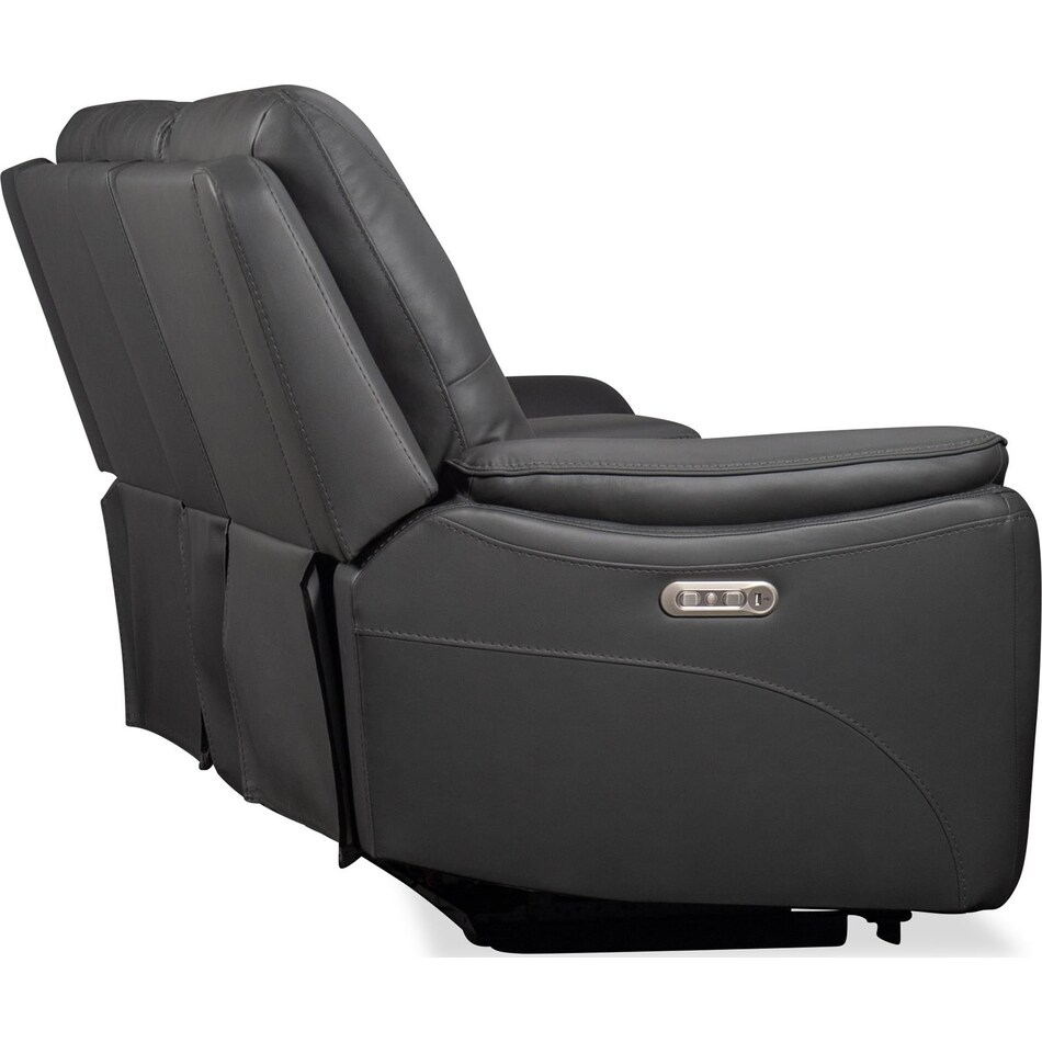joanne grey power leather reclining console loveseat   
