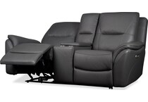 joanne grey power leather reclining console loveseat   
