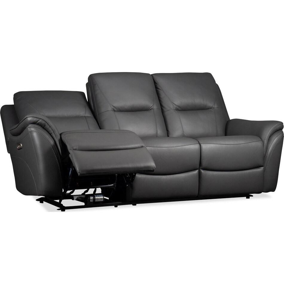 joanne grey power leather reclining sofa   