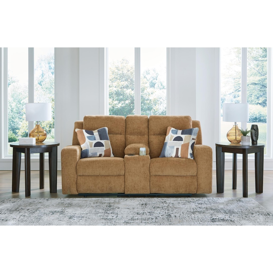 kanlow brown reclining console loveseat   
