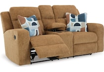 kanlow honey reclining console loveseat   