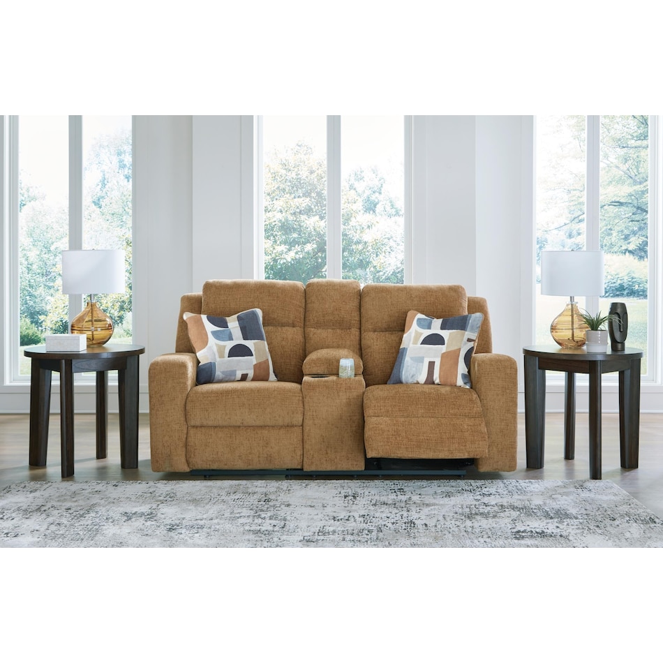 kanlow honey reclining console loveseat   