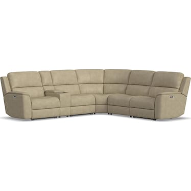 KEANU 6-PC ZERO-GRAVITY LEATHER POWER RECLINING SECTIONAL BY FLEXSTEEL