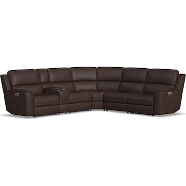 KEANU 6-PC ZERO-GRAVITY LEATHER POWER RECLINING SECTIONAL BY FLEXSTEEL