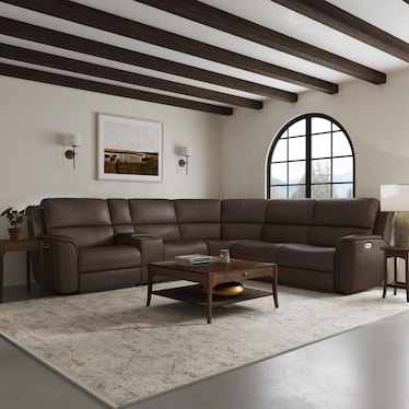 KEANU 6-PC ZERO-GRAVITY LEATHER POWER RECLINING SECTIONAL BY FLEXSTEEL