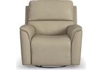 keanu swivel beige power leather recliner   
