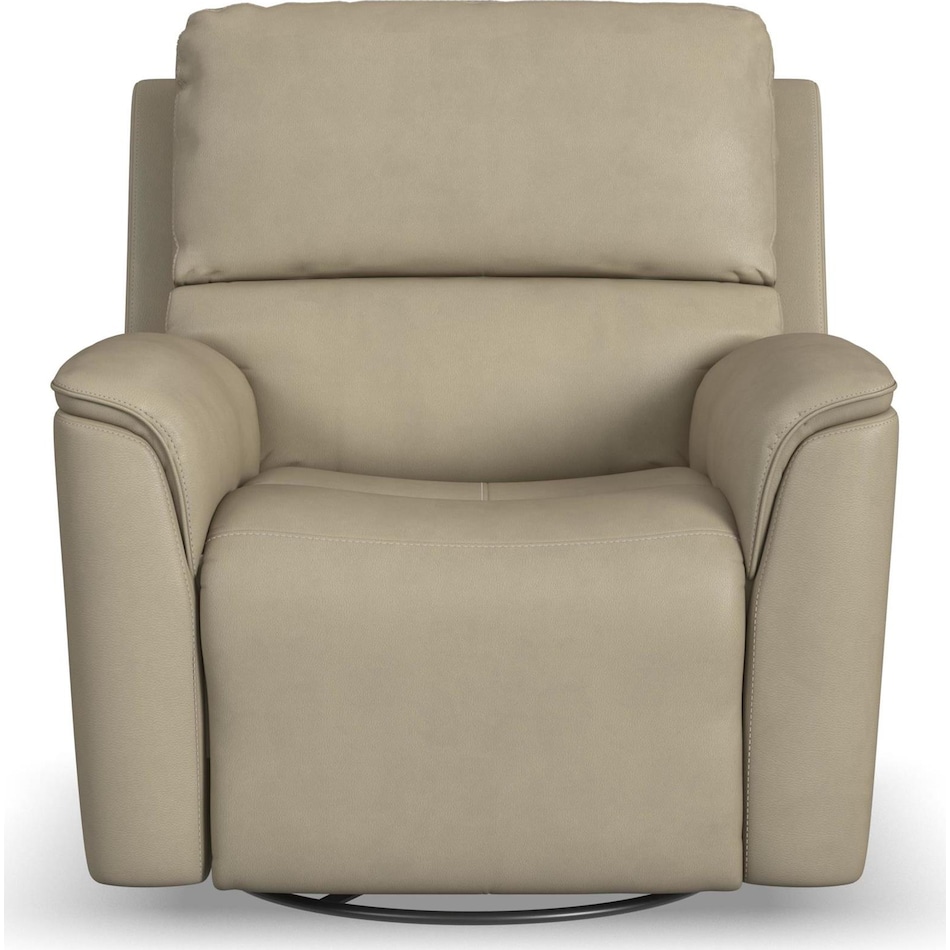 keanu swivel beige power leather recliner   