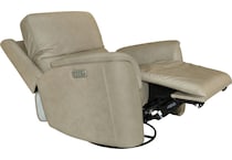 keanu swivel beige power leather recliner   