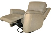 keanu swivel beige power leather recliner   