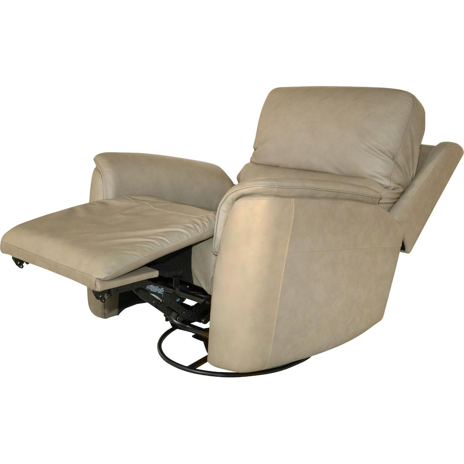 keanu swivel beige power leather recliner   