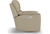 keanu swivel beige power leather recliner   