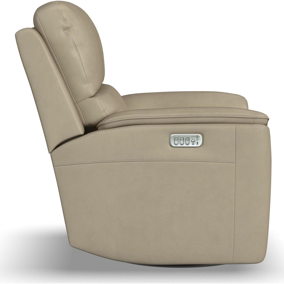 keanu swivel beige power leather recliner   